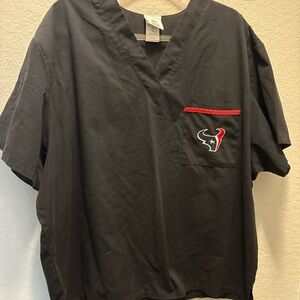 Houston Texans Black V-Neck Scrub Top Size XL